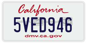 5VED946 license plate in California