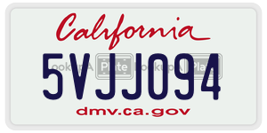 5VJJ094  license plate in CA