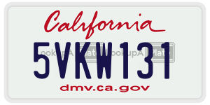 5VKW131 license plate in California