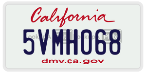 5VMH068 license plate in California