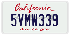 5VMW339 license plate in California