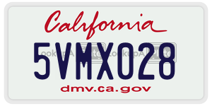 5VMX028 license plate in California