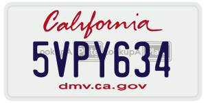 5VPY634  license plate in CA