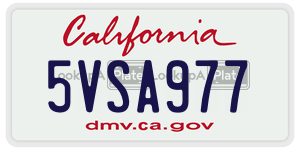 5VSA977 license plate in California