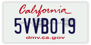 5VVB019 license plate in California
