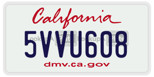 5VVU608 license plate in California