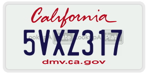 5VXZ317 license plate in California