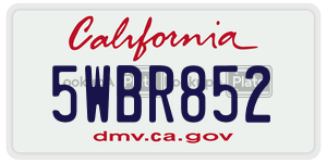 5WBR852  license plate in CA