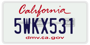 5WKX531 license plate in California