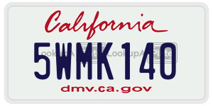5WMK140 license plate in California