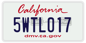 5WTL017 license plate in California