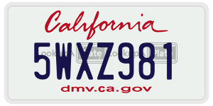 5WXZ981 license plate in California