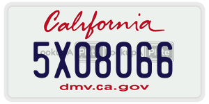 5X08066 license plate in California
