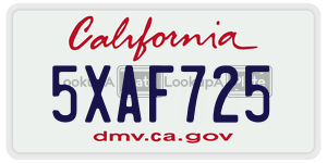 5XAF725 license plate in California
