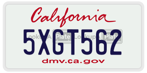 5XGT562  license plate in CA
