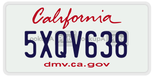 5XQV638  license plate in CA