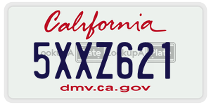 5XXZ621  license plate in CA