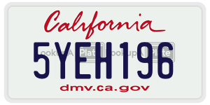 5YEH196 license plate in California