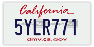 5YLR771 license plate in California