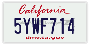 5YWF714 license plate in California