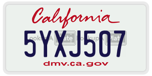 5YXJ507 license plate in California