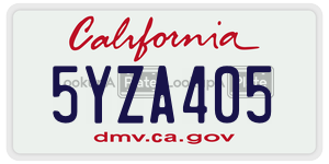 5YZA405 license plate in California