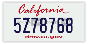 5Z78768 license plate in California