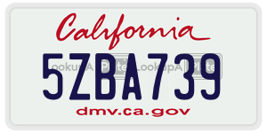 5ZBA739  license plate in CA