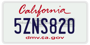 5ZNS820 license plate in California