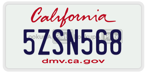 5ZSN568  license plate in CA