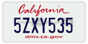 5ZXY535 license plate in California