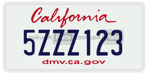 5ZZZ123 license plate in California