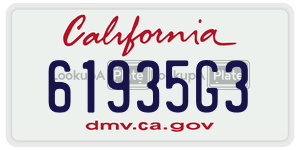 61935G3 license plate in California