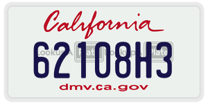 62108H3 license plate in California