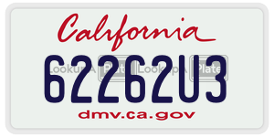 62262U3 license plate in California