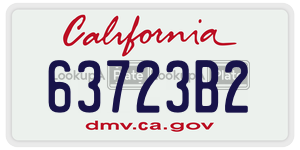 63723B2 license plate in California