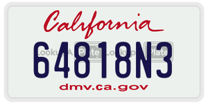 64818N3 license plate in California