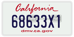 68633X1 license plate in California