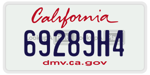 69289H4 license plate in California