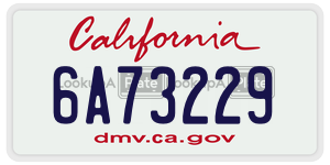 6A73229 license plate in California
