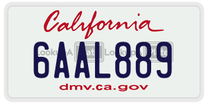 6AAL889 license plate in California