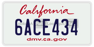 6ACE434  license plate in CA