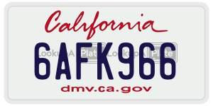 6AFK966  license plate in CA