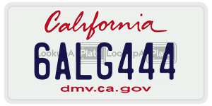 6ALG444 license plate in California