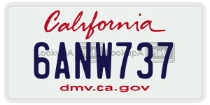 6ANW737  license plate in CA