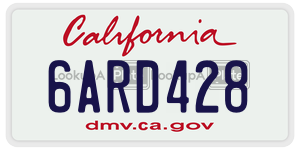 6ARD428 license plate in California