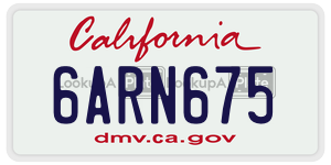 6ARN675 license plate in California
