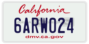 6ARW024 license plate in California