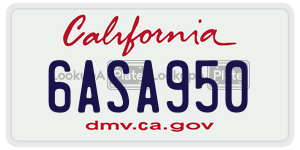 6ASA950 license plate in California