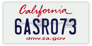 6ASR073 license plate in California